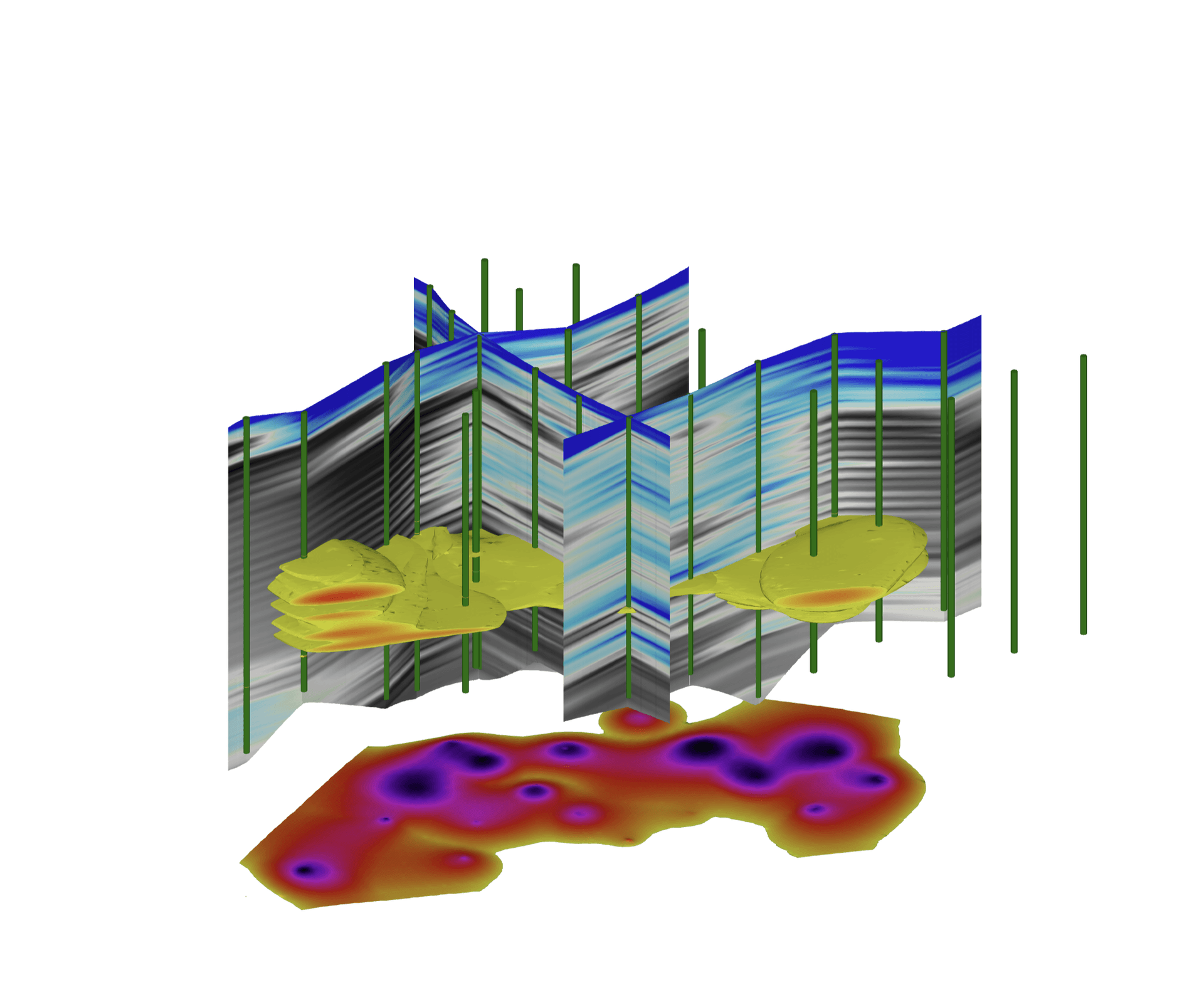 3D subsurface contamination model with fluorescence heatmap