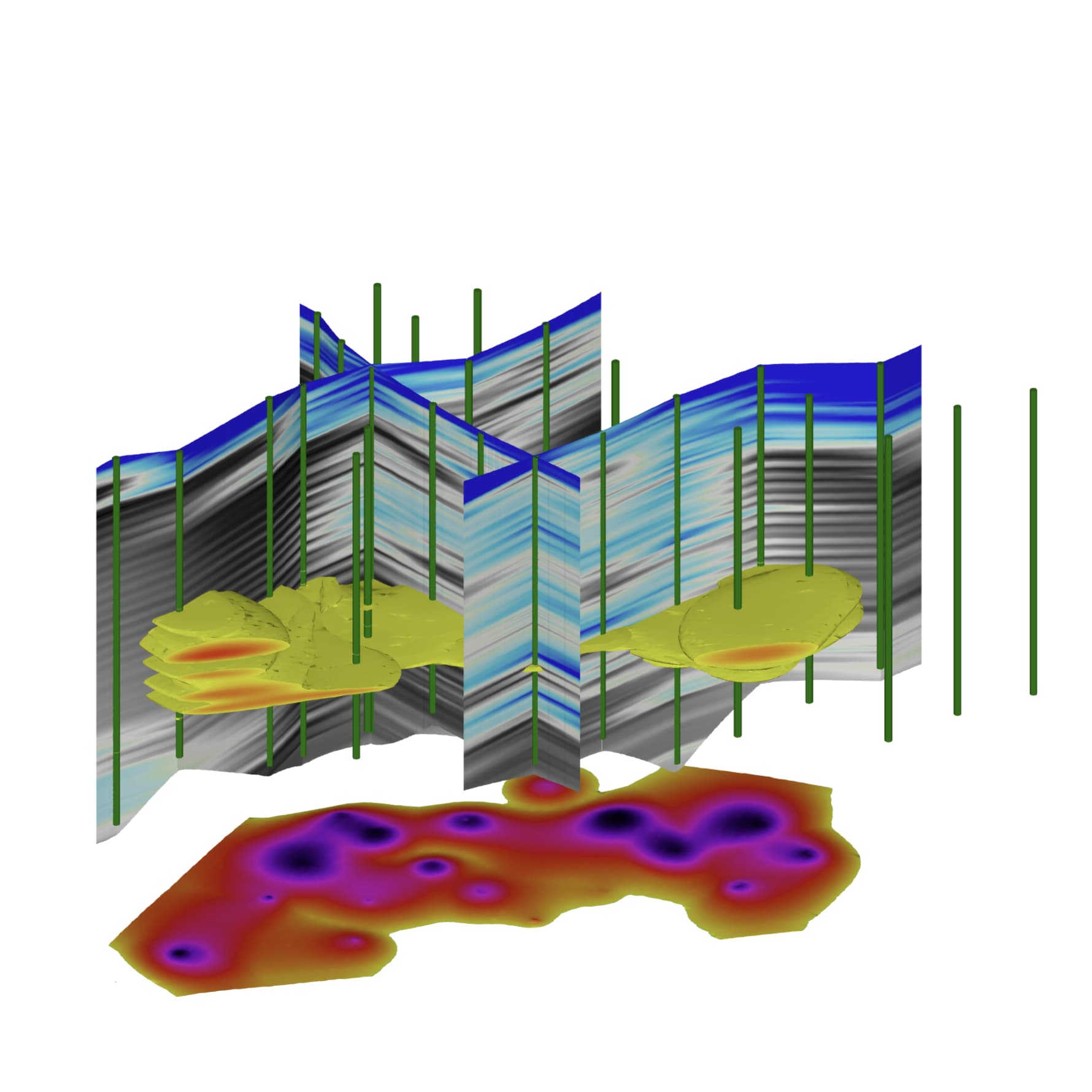 3D subsurface model cross-section view
