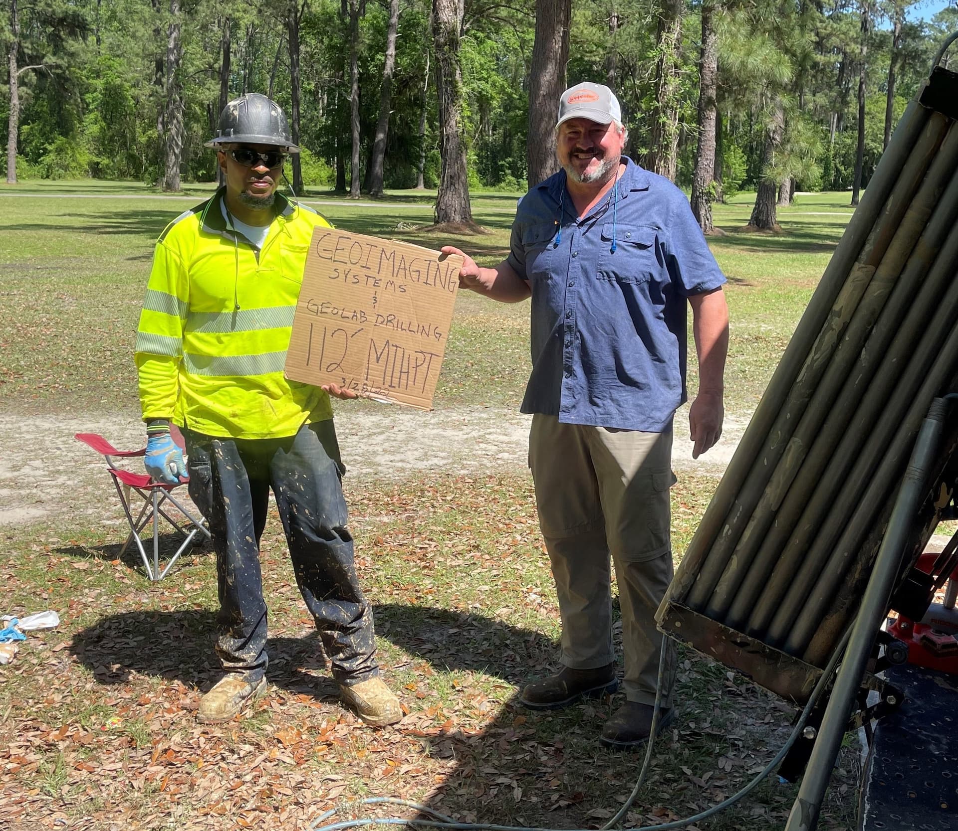 Dave Heicher, founder of GeoImaging Systems, celebrating a 112-foot MIHPT push